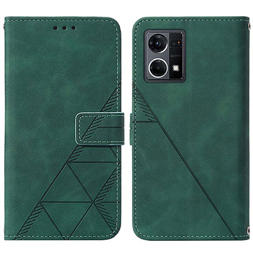 Leather Case Stands Flip Cover Holder Y01B for Oppo F21 Pro 4G Green