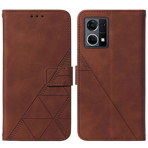 Leather Case Stands Flip Cover Holder Y01B for Oppo F21s Pro 4G Brown