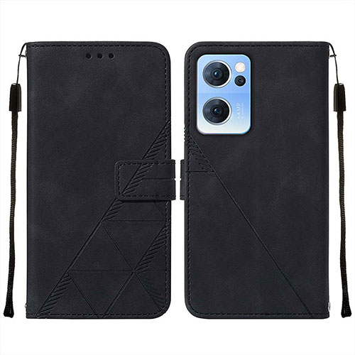 Leather Case Stands Flip Cover Holder Y01B for Oppo Find X5 Lite 5G Black