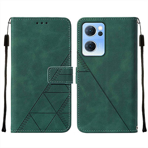 Leather Case Stands Flip Cover Holder Y01B for Oppo Find X5 Lite 5G Green