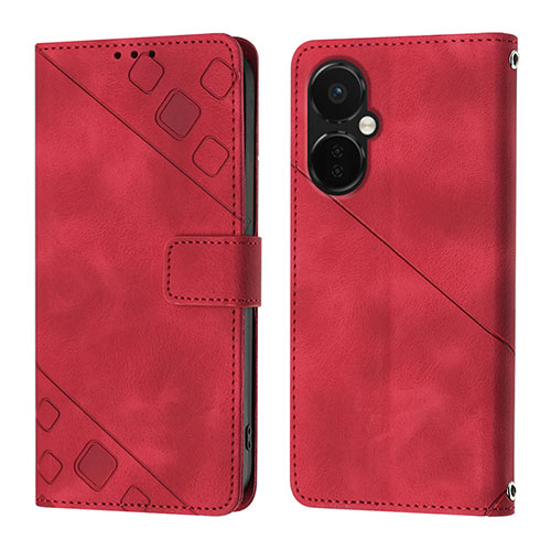 Leather Case Stands Flip Cover Holder Y01B for Oppo K11x 5G Red