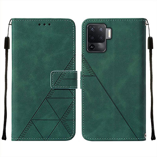 Leather Case Stands Flip Cover Holder Y01B for Oppo Reno5 Lite Green