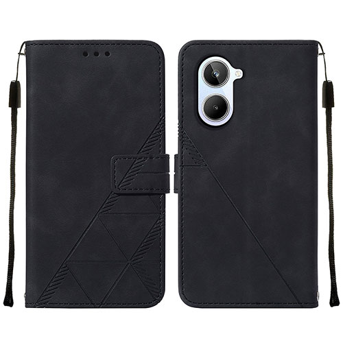 Leather Case Stands Flip Cover Holder Y01B for Realme 10 4G Black