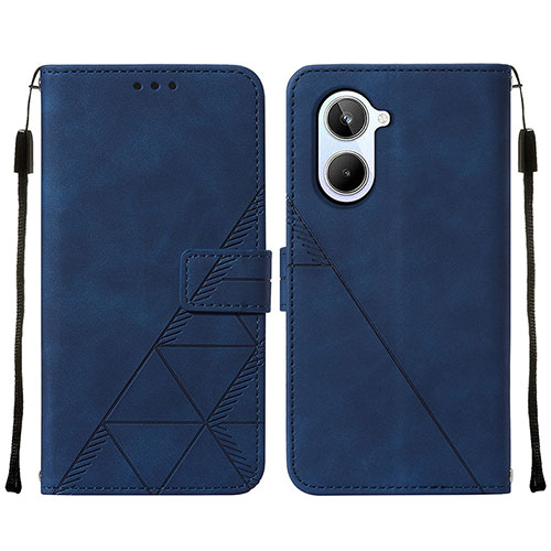 Leather Case Stands Flip Cover Holder Y01B for Realme 10 4G Blue