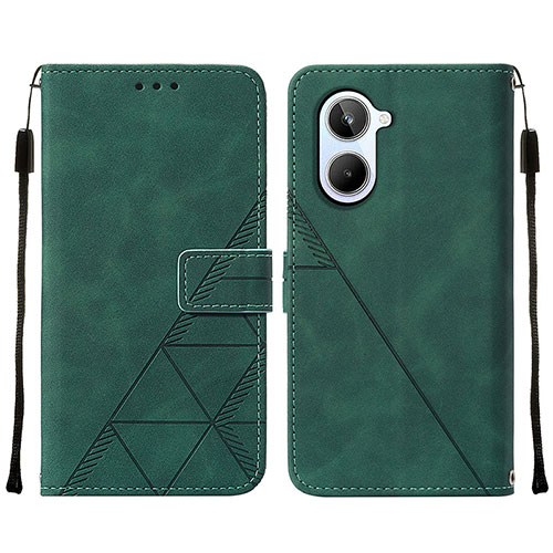 Leather Case Stands Flip Cover Holder Y01B for Realme 10 4G Green