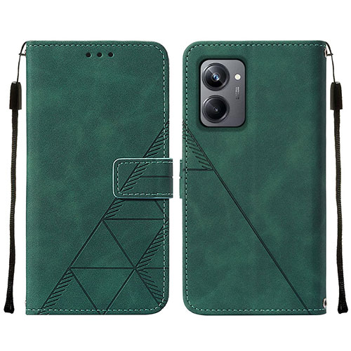 Leather Case Stands Flip Cover Holder Y01B for Realme 10 Pro 5G Green