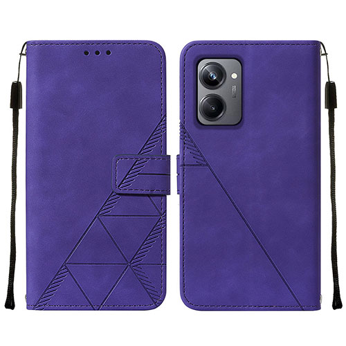 Leather Case Stands Flip Cover Holder Y01B for Realme 10 Pro 5G Purple