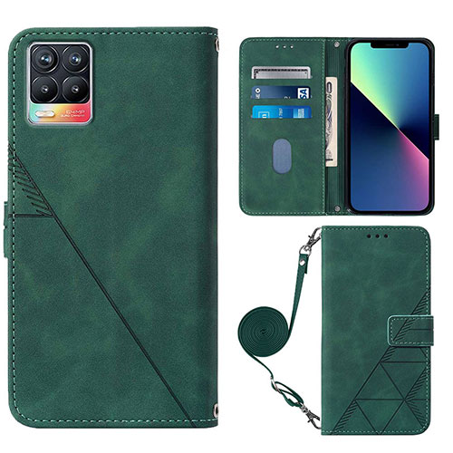 Leather Case Stands Flip Cover Holder Y01B for Realme 8 4G Green