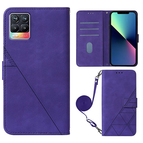 Leather Case Stands Flip Cover Holder Y01B for Realme 8 4G Purple