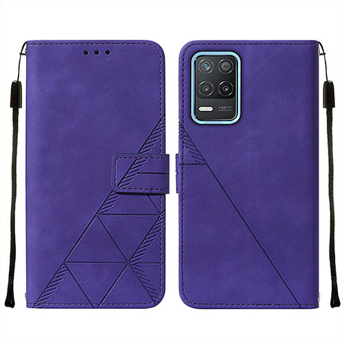 Leather Case Stands Flip Cover Holder Y01B for Realme 8 5G Purple