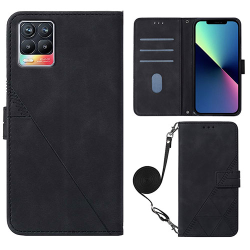 Leather Case Stands Flip Cover Holder Y01B for Realme 8 Pro Black