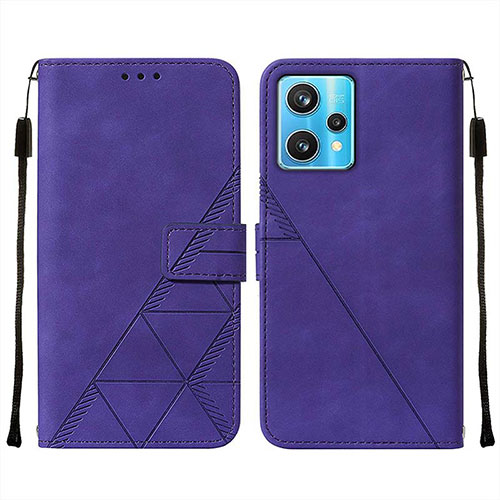 Leather Case Stands Flip Cover Holder Y01B for Realme 9 5G Purple