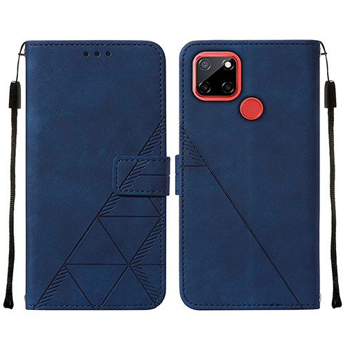 Leather Case Stands Flip Cover Holder Y01B for Realme C12 Blue