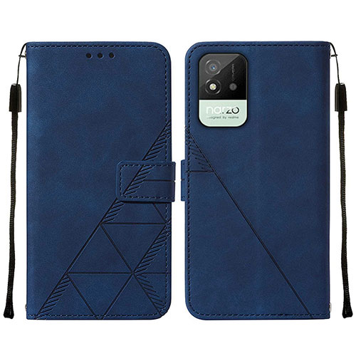 Leather Case Stands Flip Cover Holder Y01B for Realme C20A Blue