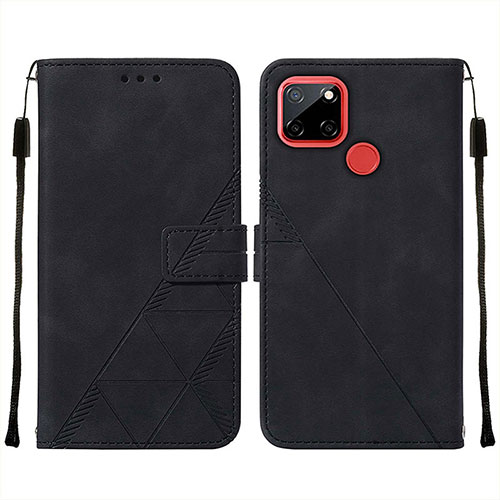 Leather Case Stands Flip Cover Holder Y01B for Realme C25 Black