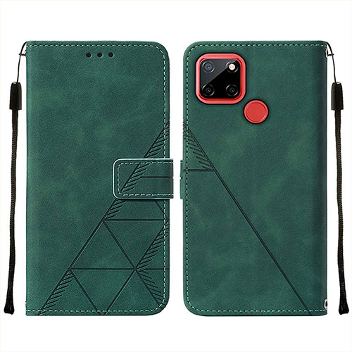 Leather Case Stands Flip Cover Holder Y01B for Realme C25S Green