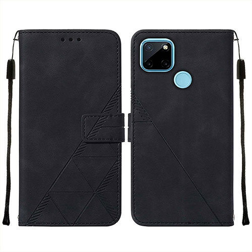 Leather Case Stands Flip Cover Holder Y01B for Realme C25Y India Black