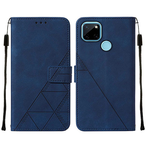 Leather Case Stands Flip Cover Holder Y01B for Realme C25Y India Blue