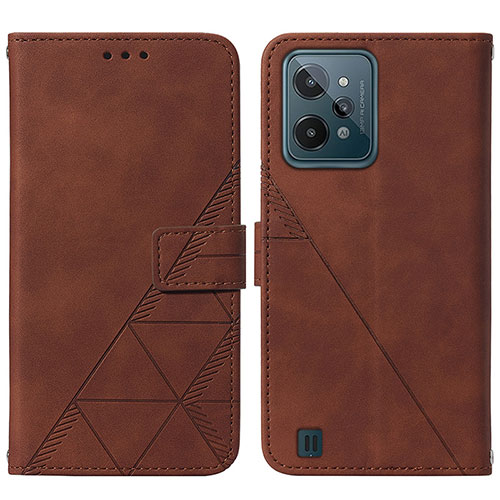 Leather Case Stands Flip Cover Holder Y01B for Realme C31 Brown