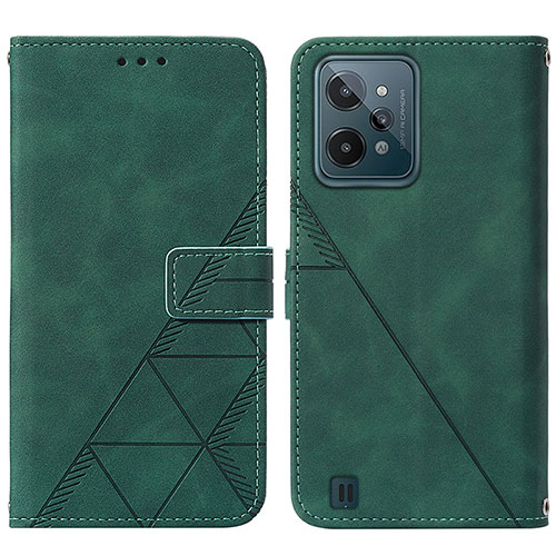 Leather Case Stands Flip Cover Holder Y01B for Realme C31 Green