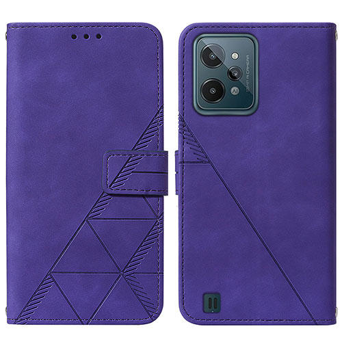 Leather Case Stands Flip Cover Holder Y01B for Realme C31 Purple