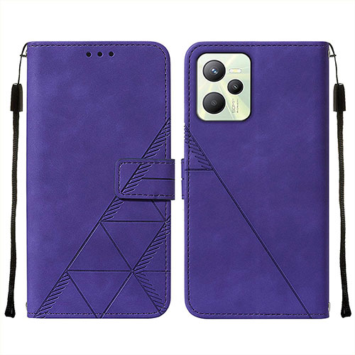 Leather Case Stands Flip Cover Holder Y01B for Realme C35 Purple