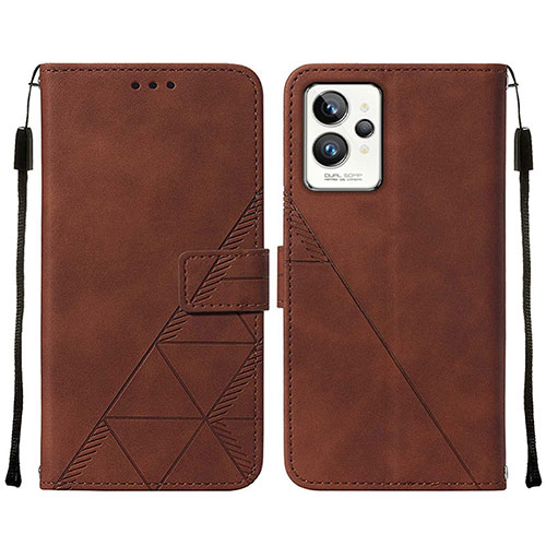 Leather Case Stands Flip Cover Holder Y01B for Realme GT2 Pro 5G Brown