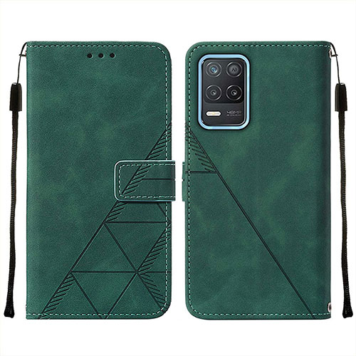 Leather Case Stands Flip Cover Holder Y01B for Realme Q3 5G Green