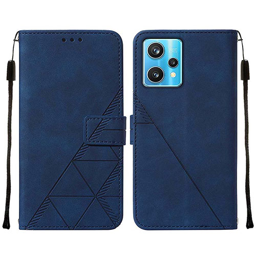 Leather Case Stands Flip Cover Holder Y01B for Realme Q5 5G Blue