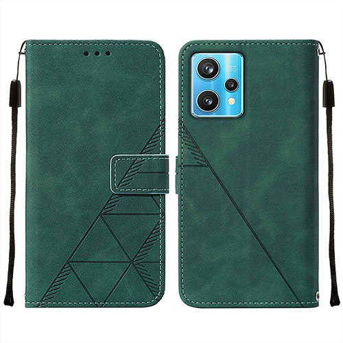 Leather Case Stands Flip Cover Holder Y01B for Realme Q5 5G Green