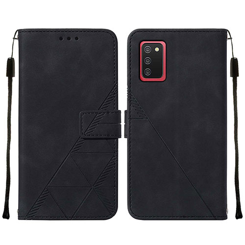 Leather Case Stands Flip Cover Holder Y01B for Samsung Galaxy A02s Black