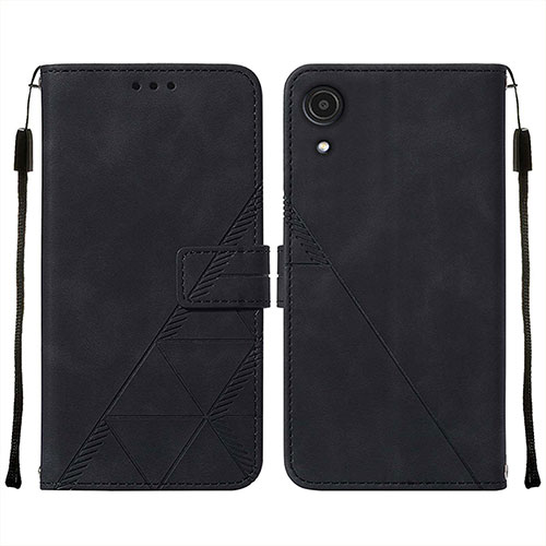 Leather Case Stands Flip Cover Holder Y01B for Samsung Galaxy A03 Core Black