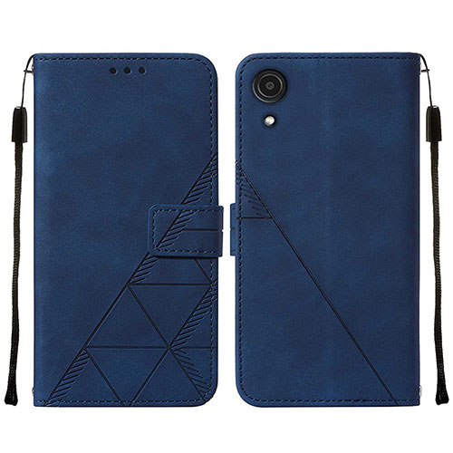 Leather Case Stands Flip Cover Holder Y01B for Samsung Galaxy A03 Core Blue