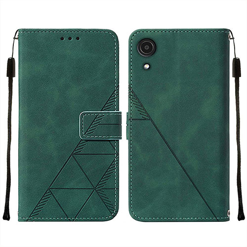 Leather Case Stands Flip Cover Holder Y01B for Samsung Galaxy A03 Core Green