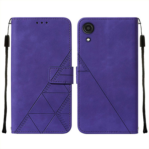 Leather Case Stands Flip Cover Holder Y01B for Samsung Galaxy A03 Core Purple