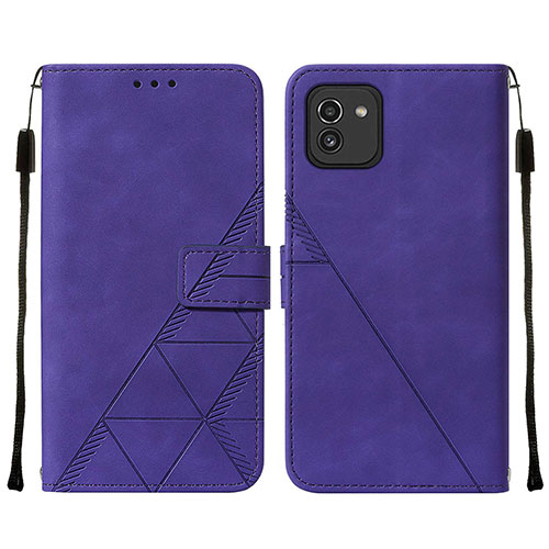 Leather Case Stands Flip Cover Holder Y01B for Samsung Galaxy A03 Purple