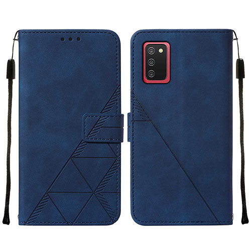 Leather Case Stands Flip Cover Holder Y01B for Samsung Galaxy A03s Blue