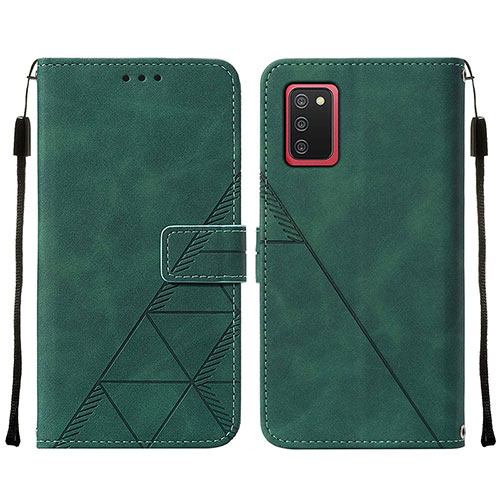 Leather Case Stands Flip Cover Holder Y01B for Samsung Galaxy A03s Green