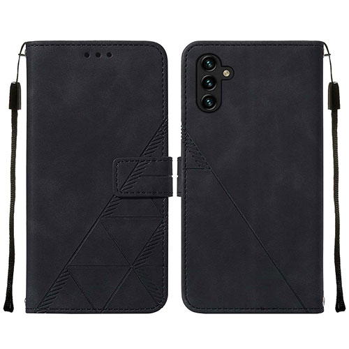 Leather Case Stands Flip Cover Holder Y01B for Samsung Galaxy A04s Black