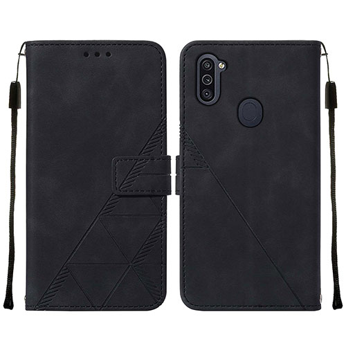 Leather Case Stands Flip Cover Holder Y01B for Samsung Galaxy A11 Black