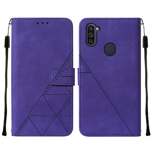 Leather Case Stands Flip Cover Holder Y01B for Samsung Galaxy A11 Purple