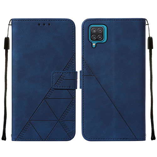 Leather Case Stands Flip Cover Holder Y01B for Samsung Galaxy A12 5G Blue