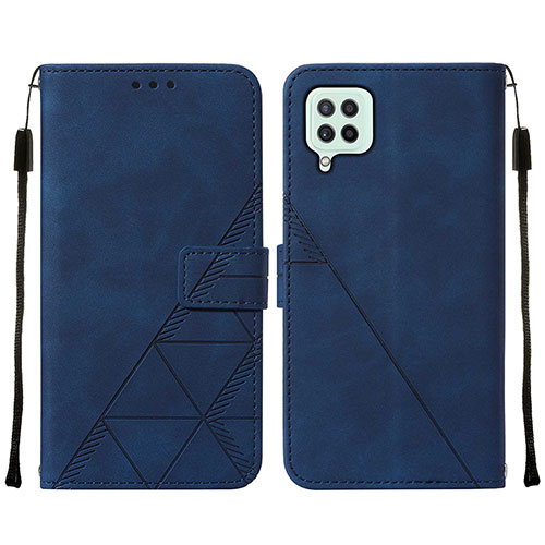 Leather Case Stands Flip Cover Holder Y01B for Samsung Galaxy A22 4G Blue