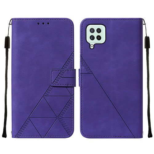 Leather Case Stands Flip Cover Holder Y01B for Samsung Galaxy A22 4G Purple