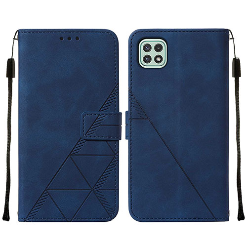 Leather Case Stands Flip Cover Holder Y01B for Samsung Galaxy A22 5G Blue