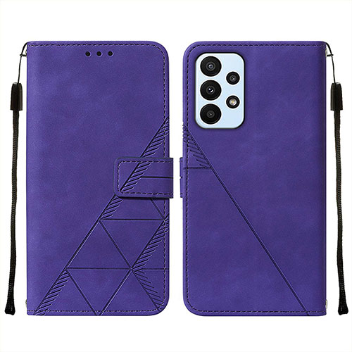 Leather Case Stands Flip Cover Holder Y01B for Samsung Galaxy A23 4G Purple