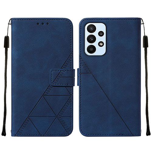 Leather Case Stands Flip Cover Holder Y01B for Samsung Galaxy A23 5G Blue