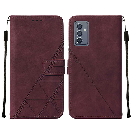 Leather Case Stands Flip Cover Holder Y01B for Samsung Galaxy A25 5G Red Wine