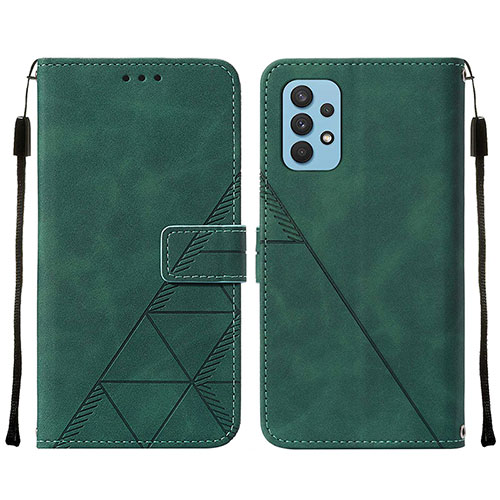 Leather Case Stands Flip Cover Holder Y01B for Samsung Galaxy A32 4G Green