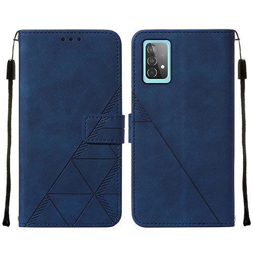Leather Case Stands Flip Cover Holder Y01B for Samsung Galaxy A52 4G Blue